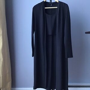 Chicme 3 piece black ribbed lounge set outfit size Medium